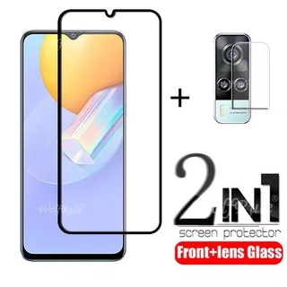ส่งจากไทย ตรงรุ่น ได้แป็นชุด 2in1 Vivo Y31 2021 / Y51 ฟิล์มเลนส์กล้อง + ฟิล์มกระจกเต็มจอขอบดำ ฟิล์มกันกระแทก
