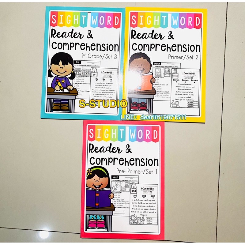 Sight Word Reader and Comprehension Pre-Primer to 1st Grade 3books set ...