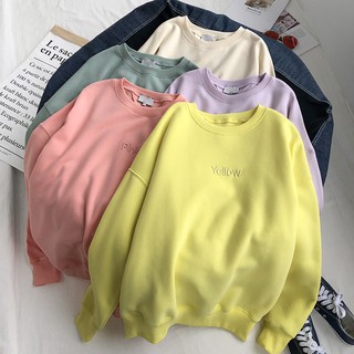 ราคาและรีวิว[ครบสี พร้อมส่ง]Seoul.Fluffy เสื้อกันหนาว ผ้าสำลีหนานุ่ม ปักตัวอักษร มินิมอล สไตล์เกาหลี