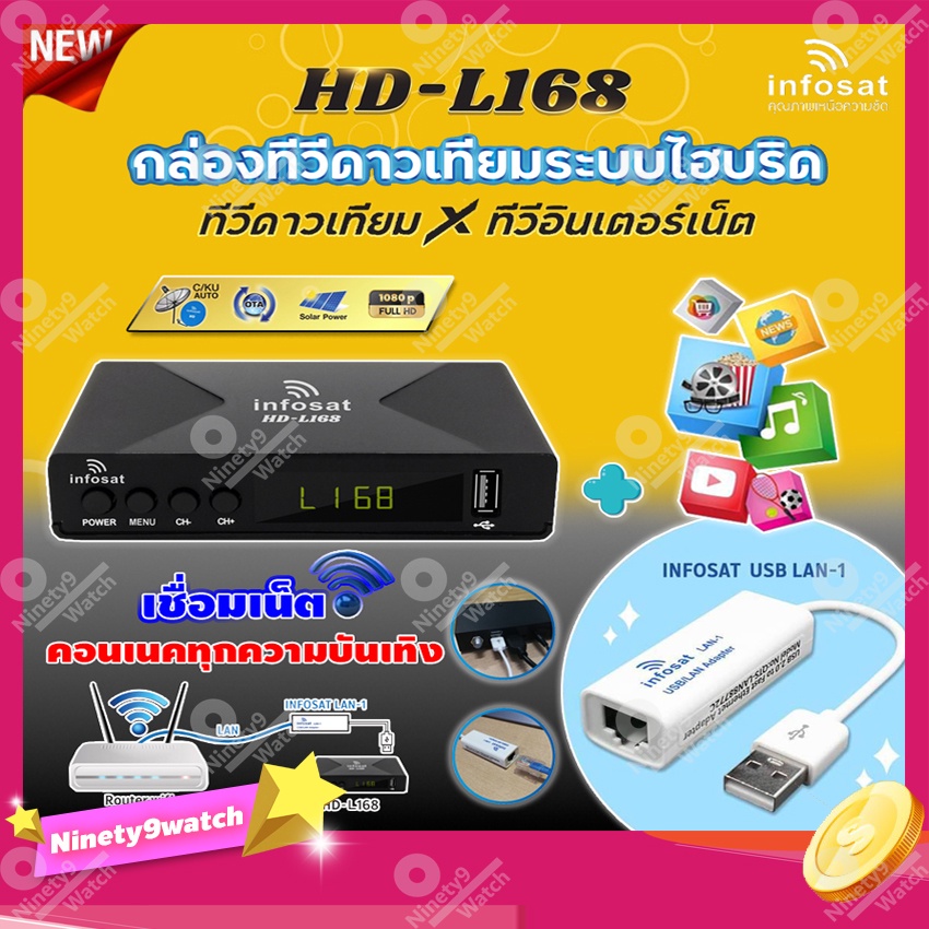 กล่องทีวีดาวเทียมไฮบริดจ์-infosat-hd-l168-infosat-usb-lan-1