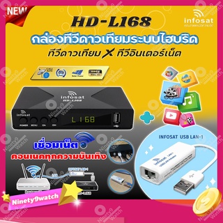 กล่องทีวีดาวเทียมไฮบริดจ์ INFOSAT HD-L168 + INFOSAT USB LAN-1