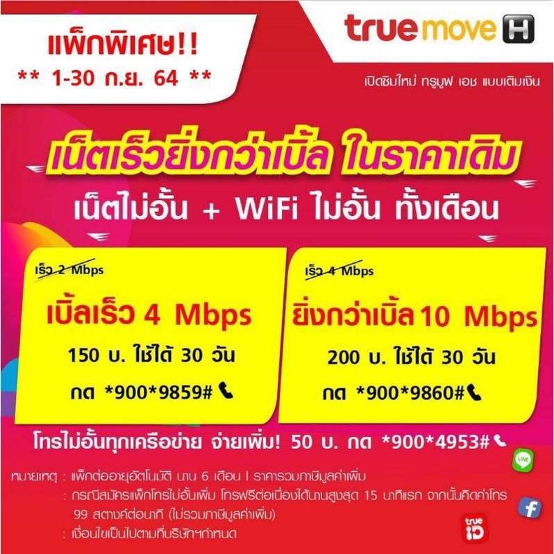 ภาพหน้าปกสินค้าซิมเทพ ทรูมูฟเนตไม่อั้น ไม่ลดสปีด โปรแรง4mbps และ 10 mbp เดือนแรกเล่นฟรีจ้า