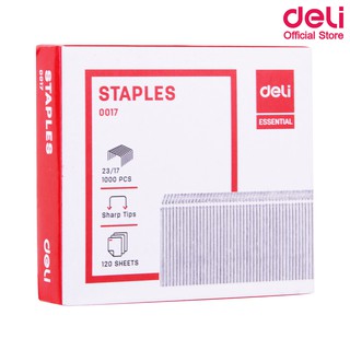 สินค้า Deli 0017 ลวดเย็บกระดาษเบอร์ 23/17 (120 Sheets) เย็บได้ 1,000 ครั้ง (จำนวน 1 กล่อง) ลวดเย็บ แม็ค แม็ก อุปกรณ์สำนักงาน