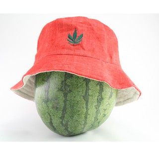 สินค้าราสต้า Bucket Hat Red Leaf หมวกทรงบ็อบผลิตจากใยธรรมชาติ RASTA BOB HAT สีแดง