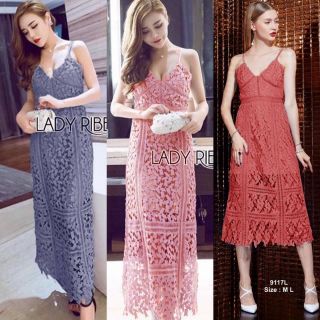 Maxi Dress แม็กซี่เดรสสายเดี่ยวลูกไม้ อกเสริมฟองน้ำ **สอบถามก่อนสั่งซื้อ**