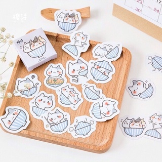 พร้อมส่ง สติ๊กเกอร์แมวถ้วย 🐈💓 น่ารัก สติ๊กเกอร์ไดคัท 45 ชิ้น แปะเคส DIY แปะโทรศัพท์ iPhone iPad