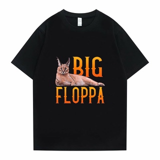 [S-5XL] เสื้อยืดแขนสั้น พิมพ์ลายแมว Floppa Meme Caracal น่ารัก ขนาดใหญ่ สไตล์เกาหลี สําหรับผู้ชาย และผู้หญิง