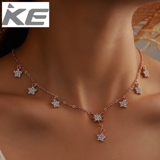 Korean version of the Korean style diamond-encrusted five-star necklace single-butterfly slap