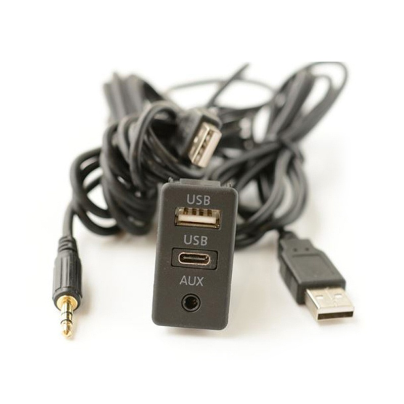 Edb* สายเคเบิลแผงโซลาร์เซลล์รถยนต์ที่ใช้งานได้จริง USB Type-C Aux ...