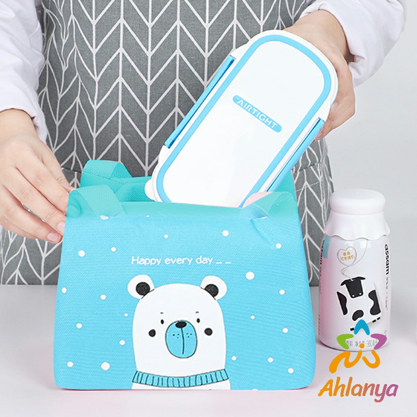 ahlanya-กระเป๋าข้าวกล่อง-กล่องอาหารกลางวัน-มีบุฟอยฉนวนเก็บร้อน-เย็น-cartoon-insulated-lunch-bag