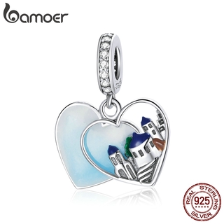 bamoer 925 Silver Charming scenery Church Wedding Heart Love Charm  Fit Original Bracelet DIY Necklace Pendant Jewelry SCC1742