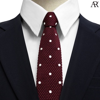 ANGELINO RUFOLO Necktie(NTSL) เนคไทไหมพรมอิตาลี่คุณภาพเยี่ยม ดีไซน์ Slim Polka Dot Knit สีเลือดหมู/สีกรมท่า/สีดำ