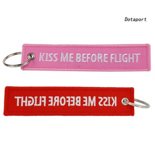 Dota_Kiss Me Before Flight Embroidery Tag Car Keychain Key Ring Holder Pendant Charm