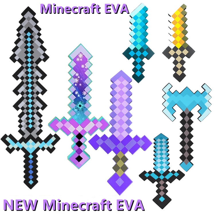Minecraft โมเดลฟิกเกอร์โฟม Eva รูปเกม Pickaxe Hamaxe ประดับเพชร ของเล่น ...