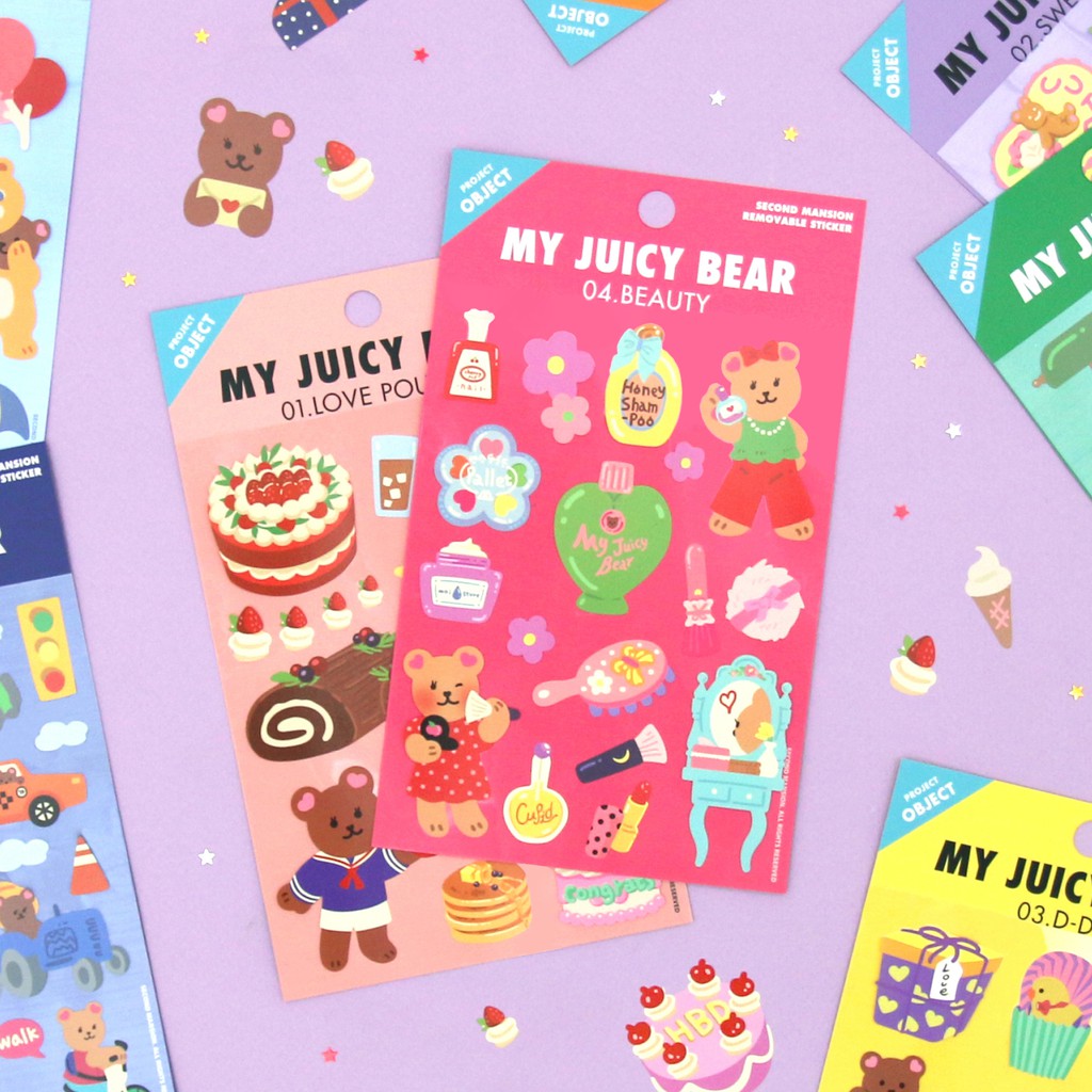 ภาพหน้าปกสินค้าJuicy Bear Sticker (Object) สติ๊กเกอร์น้องหมี แบรนด์ Second Mansion จากเกาหลี ของแท้