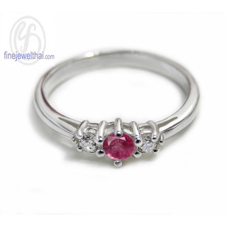 Finejewelthai-แหวนทับทิม-แหวนเงินแท้-แหวนพลอย-พลอยประจำเดือนเกิด-Ruby-Birthstone-Silver925-Ring-R1182rb