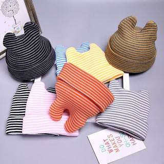 ภาพหน้าปกสินค้าหมวกผ้าถัก ลายทาง สำหรับเด็กทารก ที่เกี่ยวข้อง