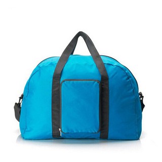 กระเป๋าเดินทางพับได้ พร้อมสายสะพายข้าง (สีฟ้า)