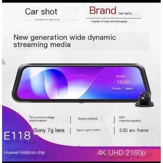 กล้อง​ติด​รถยนต์​ 4K WiFi​ กล้อง​หน้า​หลัง​ E car E cam รุ่น​E118ชิบ Huawei เลนส์​ Sony ใส่เมมได้ถึง 32GB