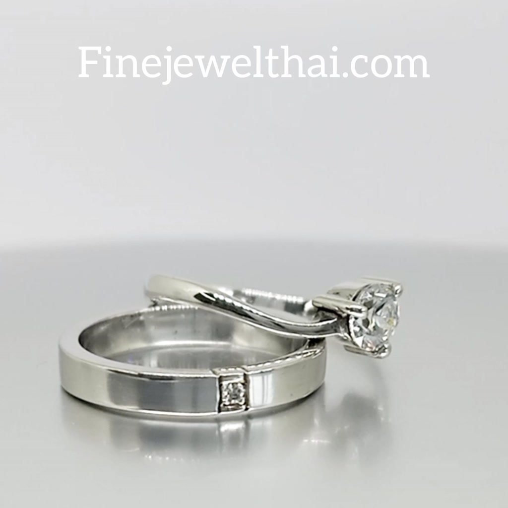 finejewelthai-แหวนคู่-แหวนเพชร-แหวนเงินแท้-เพชรสังเคราะห์-แหวนแต่งงาน-ชุบทองคำขาว-r1005-1016cz