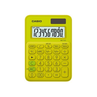 Casio Calculator เครื่องคิดเลข  คาสิโอ รุ่น  MS-7UC-YG แบบสีสัน ขนาดกะทัดรัด 10 หลัก สีเขียวมะนาว