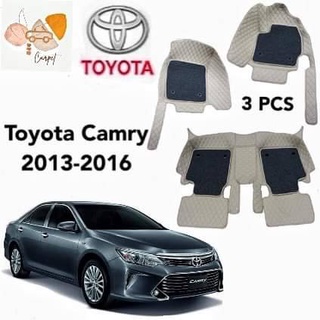 พรมปูพื้นเข้ารูปรถยนต์ Toyota Camry 2013-2016 หนังแท้ 10 สี ) 3 PCS พรมปูพื้นรถยนต์ พรมรถยนต์