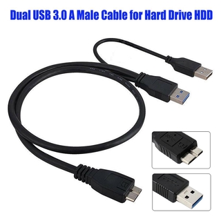สินค้า PR Dual USB 3.0 A Male to Micro-B Male + Male Power Supply Y Cable for Hard Drive HDD