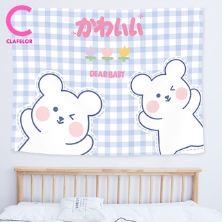 CLAFELOR-ผ้าแขวนผนัง ผ้าแต่งห้อง ลายการ์ตูนน้องหมีน่ารัก สไตล์เกาหลี รุ่น TN-4830 CARTOON พร้อมส่งจากไทย