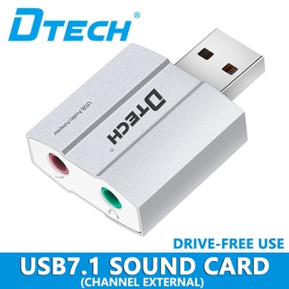 Dtech การ์ดเสียง usb ฟรีไดรฟ์ การ์ดเสียงภายนอก เหมาะสําหรับคอมพิวเตอร์เกมคอนโซล กล่องทีวี มอนิเตอร์ เชื่อมต่อกับหูฟังไมโครโฟน 3.5 มม. อนาล็อก การ์ดเสียง 5.1