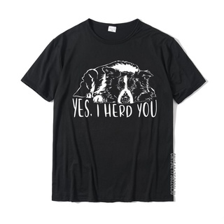 เสื้อยืดผ้าฝ้ายพรีเมี่ยม เสื้อยืด ผ้าฝ้าย พิมพ์ลายตลก Proud Border Collie I Herd You Herder ของขวัญ สําหรับผู้ชาย