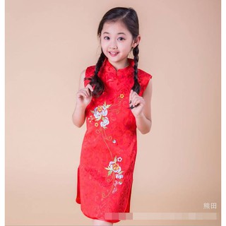🎎ตรุษจีน​🎎ชุดกี่เพ้าคอจีนสาวน้อยสีแดง​ ชุดจีนเด็กหญิงตรุษจีน