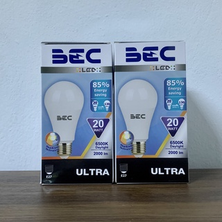 ( แพ็ก 2 ดวง ) BEC หลอดไฟ LED Bulb 20W ขั้วE27 แสงเดย์ไลท์ 6500K ( แสงขาว )