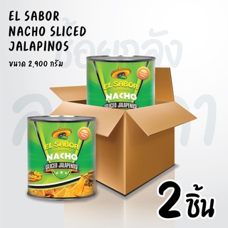 สินค้า Set 2 กระป๋อง  El Sabor Nacho Sliced Jalapenos พริกจาราพิโน่ดองในน้ำเกลือ 2.9 กิโลกรัม