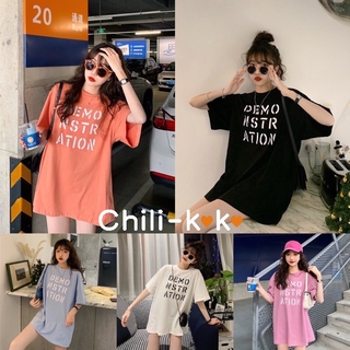 Chili_k❤️k❤️2229 เสื้อ DEMO -Oversize- สีสดใส สไตล์เกาหลีน่ารัก เสื้อยืดนิ่ม แขนสั้นแฟชั่น เนื้อผ้าดี