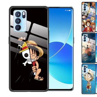 OPPO Reno 5 Pro 3 4 4G 10X Zoom Reno2 Z F F11 Pro F9 Reno6Z 5G One Piece Luffy Tempered Glass Cover Anti-Scratch Phone Case