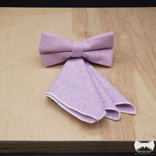 เซ็ทหูกระต่ายสีม่วง + ผ้าเช็ดหน้าสูทวูล-Purple Bowtie + Pocket square