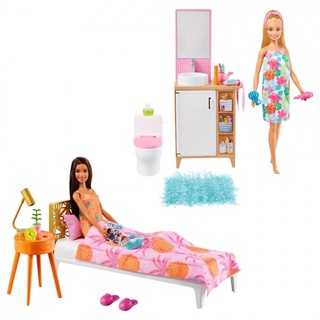 Barbie Doll And Bedroom Furniture Playset ตุ๊กตาบาร์บี้ เฟอร์นิเจอร์ห้องนอน