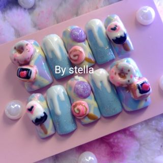 🍭เล็บปลอมสําเร็จรูป งานสีเจลปั้นเจล แท้💅