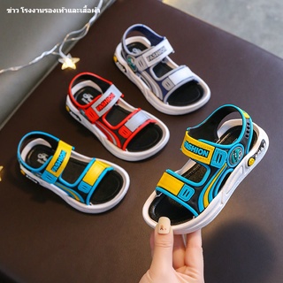 รองเท้าแตะเด็ก 2022 เด็กชายใหม่ Velcro กันลื่นด้านล่างนุ่มระบายอากาศชายหาดเด็กและนักเรียน 1-8 เปิดนิ้วเท้า