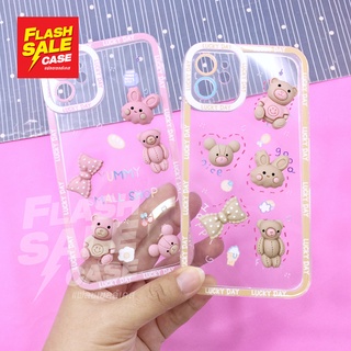 Realme 5 C35 เคสมือถือนิ่มใสกันกล้อง ซิลิโคน TPU ติดการ์ตูนหมีกระต่ายนูน