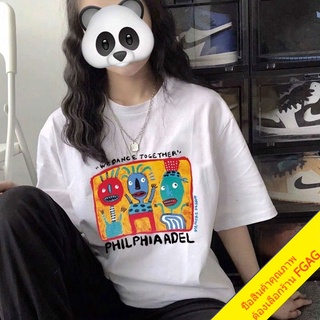 เสื้อยืดลายการ์ตูนน่ารัก oversize เสื้อผ้าแฟชั่นวัยรุ่น เสื้อโอเวอร์ไซส์ผู้หญิง วินเทจ แขนสั้นทรงหลวมสไตล์เกาหลี XXL