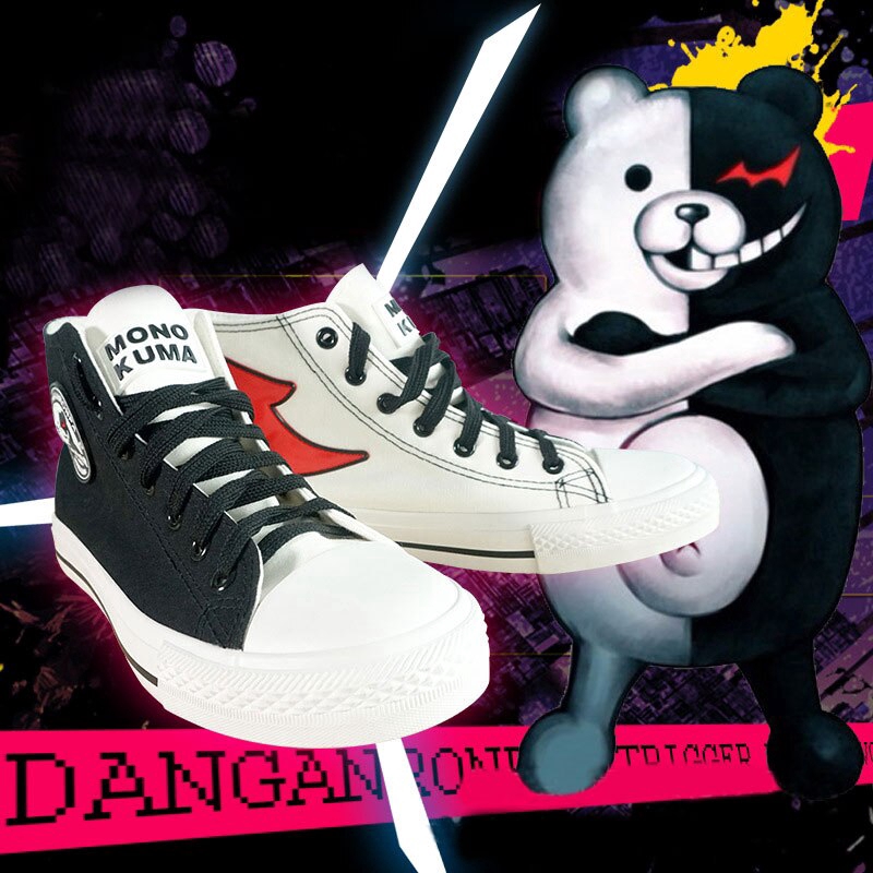 รองเท้าผ้าใบคอสเพลย์การ์ตูนญี่ปุ่น-danganronpa-3-monokuma