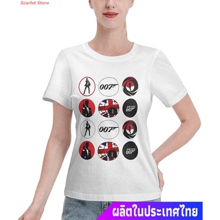 Scarlet Store เสื้อยืดเจมส์บอนด์เสื้อยืดแขนสั้น James Bond 007 T-Shirt Novelty Cotton Summer Tops For Female James Bond