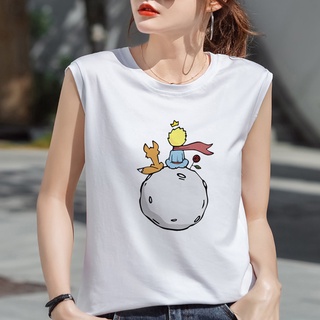 เสื้อยืดแขนกุด พิมพ์ลายเจ้าชายน้อยน่ารัก สไตล์ฮิปฮอป ฮาราจูกุ สตรีท สําหรับผู้หญิง