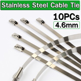 10PCS 4.6x300/200/150mm Stainless Steel Metal Cable Tie Zip Wrap Exhaust Heat Straps Induction Pipe Header Wiring