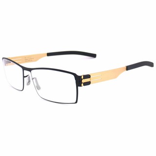 แว่นตา รุ่น IC BERLIN 007 C-4 สีดำขาทอง Nufenen กรอบแว่นตาสำหรับตัดเลนส์ ทรงสปอร์ต วัสดุ สแตนเลสสตีล ขาข้อต่อ ไม่ใช้น็อต