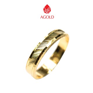 AGOLD แหวนทอง เหลี่ยมรุ้ง  น้ำหนักครึ่งสลึง (1.89 กรัม) ทองคำแท้ 96.5%