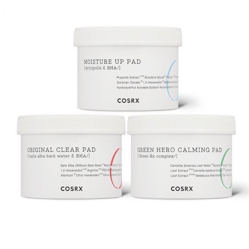 พร้อมส่ง-cosrx-one-step-original-moisture-up-green-hero-calming-clear-pad-70-pads