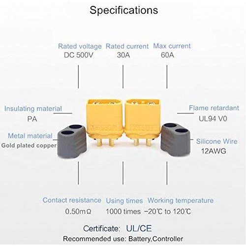 ขั้วต่อแบตเตอรี่-xt-60-ปลั๊กเสียบ-ปลั๊กรับ-1-คู่ส่งด่วนจากไทย