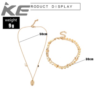 Jewelry Simple geometric alloy disc pearl shell multi-necklace for girls for women low price